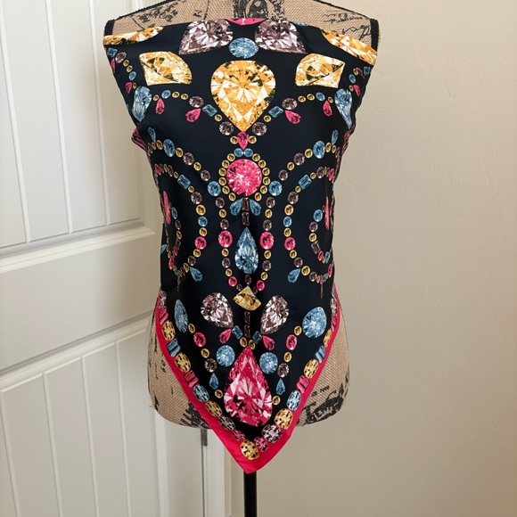 H&M Gem Jewel Patterned Large Square Scarf - Picture 1 of 10